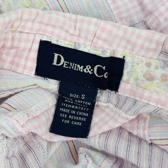 Denim and Co Top Womens Small Pastel Patchwork Snap Button Western Boho Y2K - Picture 3 of 9
